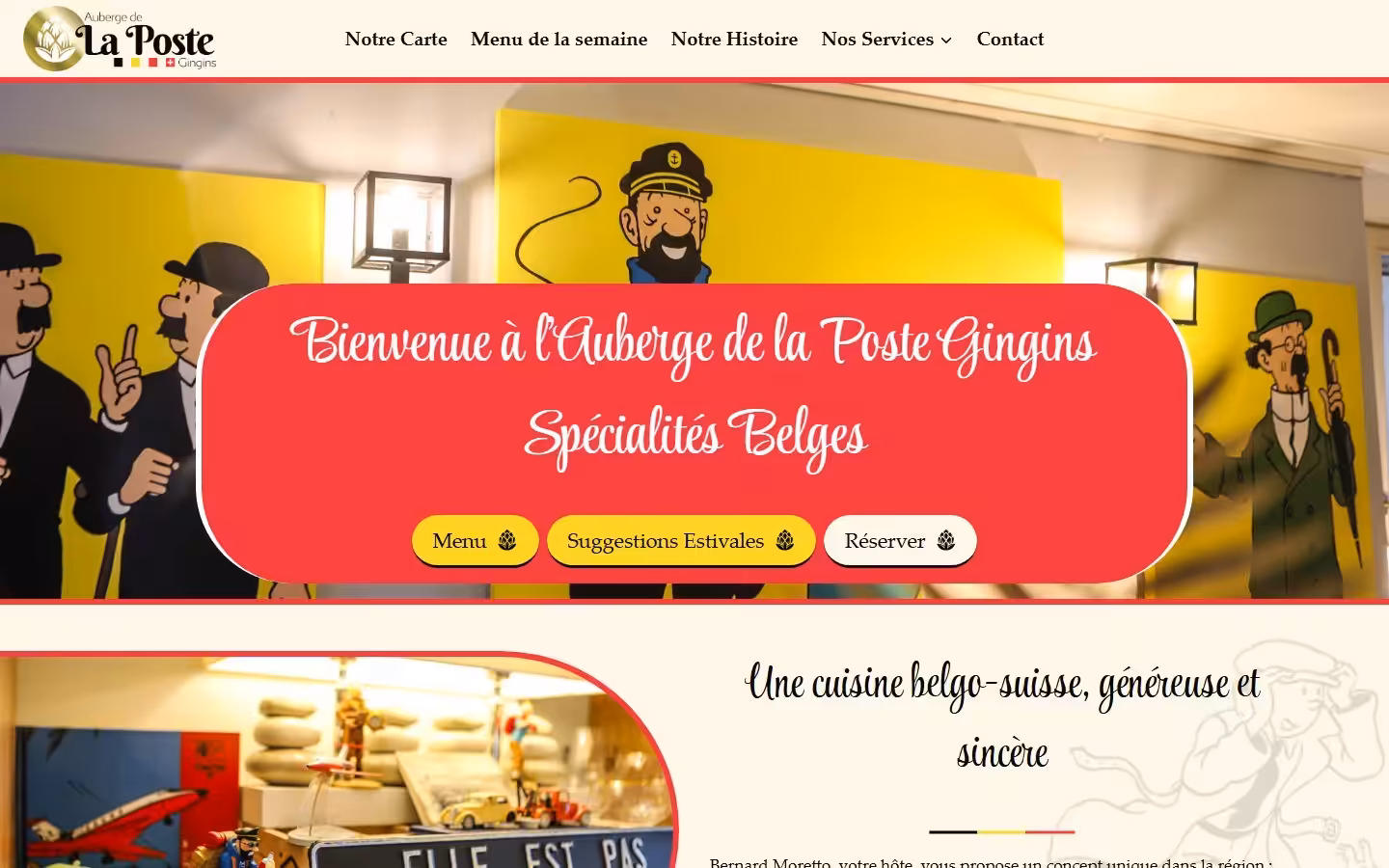 Le site de l'Auberge de la Poste à Gingins, réalisé et suivi par Pablo Consulting
