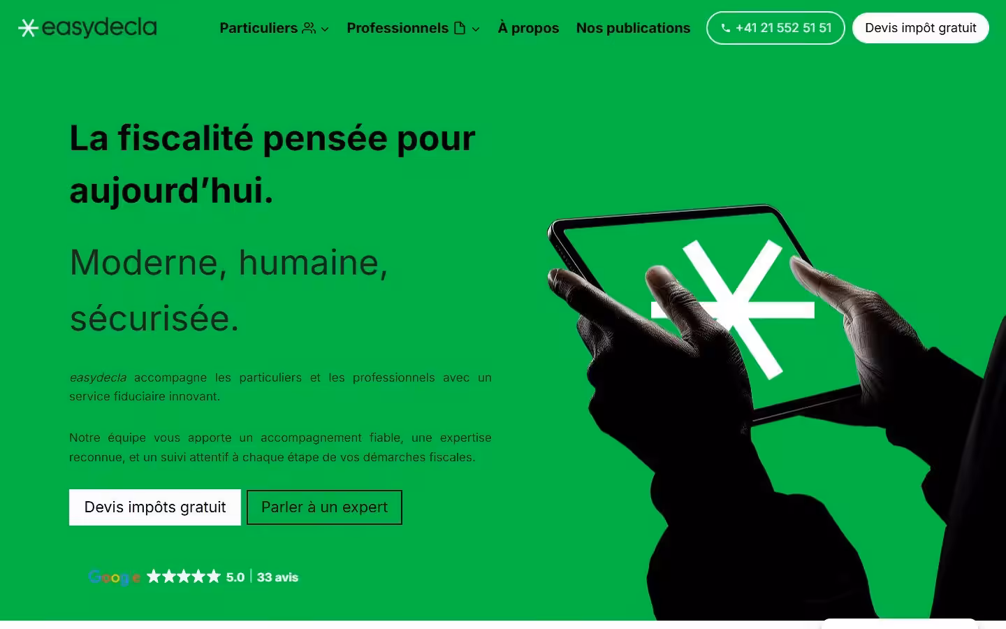 Le site de EasyDecla, réalisé et suivi par Pablo Consulting