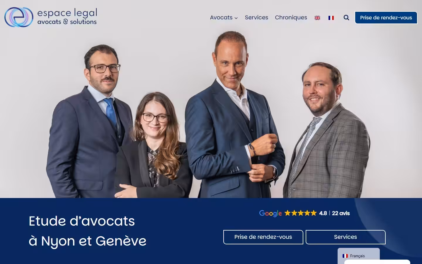 Le site de Espace Legal, réalisé et suivi par Pablo Consulting